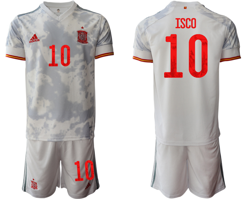 Men 2021 European Cup Spain away white #10 Soccer Jersey1